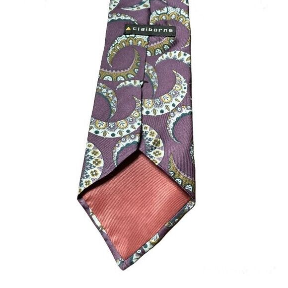 CLAIBORNE SILK Vintage Celestial Moon Crescent Geometric Tie 57 x 4 inches - Picture 5 of 11